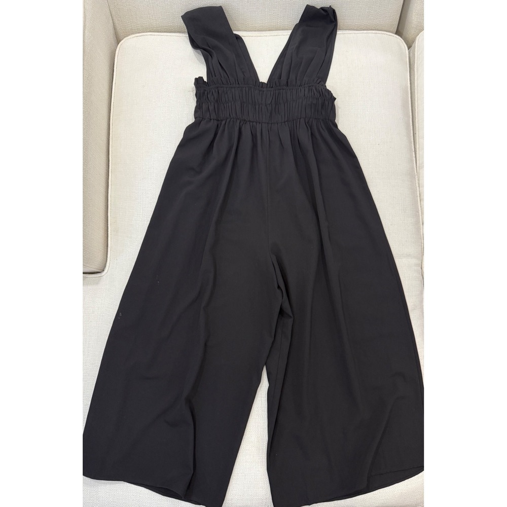 Unbranded Jumpsuit Womens M Black Smocked Waist Wide Leg Culotte Excellent